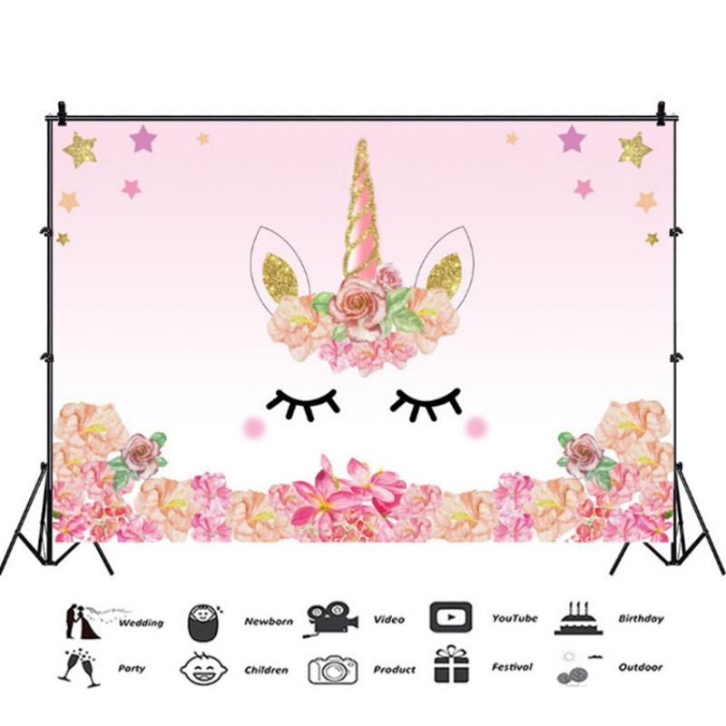 Buli dekoráció Szivárvány Unikornis Születésnapi Háttér Baby Shower Születésnapi Party Dekoráció Fényképezés Háttér Banner Fotók