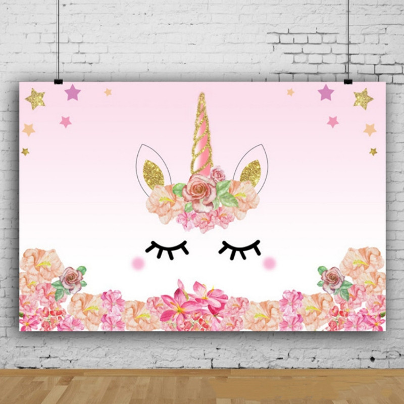 Buli dekoráció Szivárvány Unikornis Születésnapi Háttér Baby Shower Születésnapi Party Dekoráció Fényképezés Háttér Banner Fotók