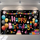 Sünnipäeva taustabänner Laste palju õnne sünnipäevaks õhupalliga koogi kaunistus bänner pidustuste peokaunistus liputab taust