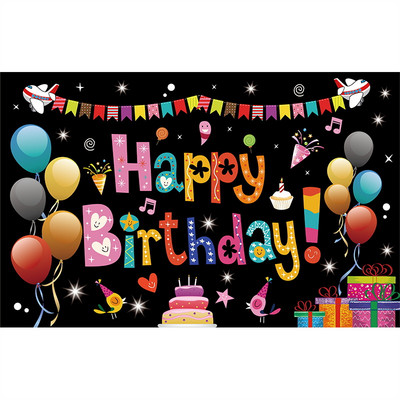 Sünnipäeva taustabänner Laste palju õnne sünnipäevaks õhupalliga koogi kaunistus bänner pidustuste peokaunistus liputab taust