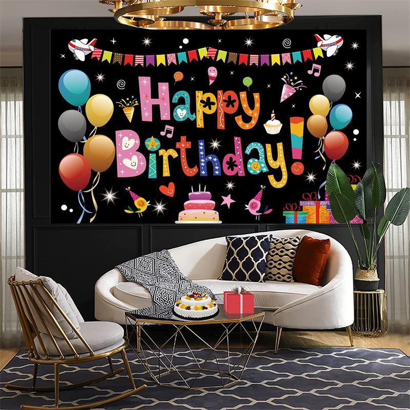 Sünnipäeva taustabänner Laste palju õnne sünnipäevaks õhupalliga koogi kaunistus bänner pidustuste peokaunistus liputab taust