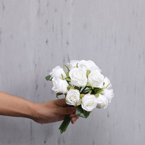 25 cm 12 buc/lot flori artificiale trandafir de mătase, buchet de nuntă roz șampanie, flori false pentru decorarea petrecerii acasă, accesoriu cadou