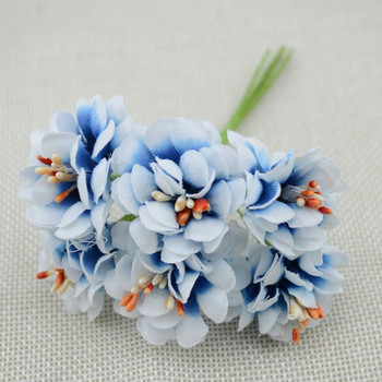 6 τμχ Fake Plants Silk Gradient Stamen Handmake τεχνητά λουλούδια Μπουκέτο Διακόσμηση γάμου DIY Δώρο στεφάνι Scrapbooking Craft