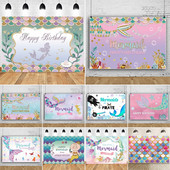 Hableány születésnapi háttér Csillogó sellő mérlegek hátterek gyerekeknek torták, lányok hercegnő újszülött baba fotó háttér stúdió