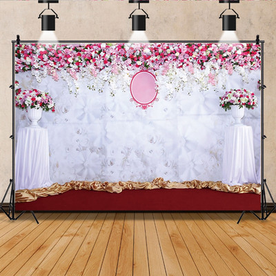 Esküvői jelenet Party dekoráció Fényképhívás Menyasszonyi zuhany Háttér Virágok Fal Virágos baba születésnapi fotózás háttér