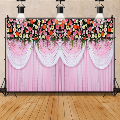 Esküvői jelenet Party dekoráció Fényképhívás Menyasszonyi zuhany Háttér Virágok Fal Virágos baba születésnapi fotózás háttér