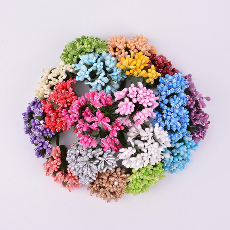 12gb Ogu mākslīgo putekšņlapu ar rokām darināts zieds kāzu dekorēšanai mājas dekorēšanai Pistil DIY dāvanu kastīte Scrapbooking Garland Craft viltus zieds