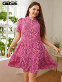 GIBSIE lielizmēra ziedu apdruka kreklkleita ar pufām piedurknēm Sieviešu vienrindas, salda ikdienišķa volānveida vasaras minikleitas 2022.