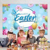 Húsvéti szalaghirdetés akasztós ruha Húsvéti háttér posztó buli fotó Háttérdísz buli húsvéti dekorációjához 2023