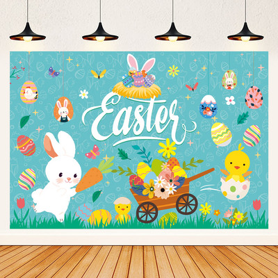 Húsvéti szalaghirdetés akasztós ruha Húsvéti háttér posztó buli fotó Háttérdísz buli húsvéti dekorációjához 2023