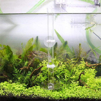 Тръба за хранене на скариди Аквариум Прозрачна стъклена хранилка за храна за рибки за аквариумни рибки Тръба за хранене на рибки с 2 бр. вендузи