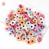 Zīda margrietiņa mākslīgie ziedi, galviņa 3,5 cm viltus zieds mājas dekorēšanai. Dārza kāzu kāzu rotājums līgavas vainaga aksesuāri