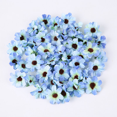 Zīda margrietiņa mākslīgie ziedi, galviņa 3,5 cm viltus zieds mājas dekorēšanai. Dārza kāzu kāzu rotājums līgavas vainaga aksesuāri