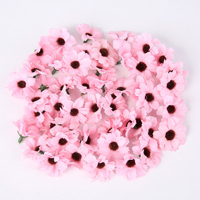 Zīda margrietiņa mākslīgie ziedi, galviņa 3,5 cm viltus zieds mājas dekorēšanai. Dārza kāzu kāzu rotājums līgavas vainaga aksesuāri