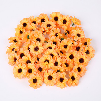 Zīda margrietiņa mākslīgie ziedi, galviņa 3,5 cm viltus zieds mājas dekorēšanai. Dārza kāzu kāzu rotājums līgavas vainaga aksesuāri