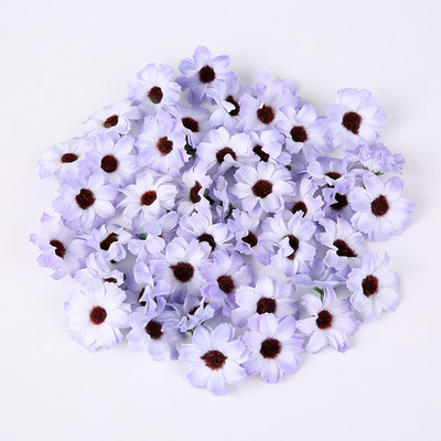 Zīda margrietiņa mākslīgie ziedi, galviņa 3,5 cm viltus zieds mājas dekorēšanai. Dārza kāzu kāzu rotājums līgavas vainaga aksesuāri