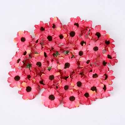 Zīda margrietiņa mākslīgie ziedi, galviņa 3,5 cm viltus zieds mājas dekorēšanai. Dārza kāzu kāzu rotājums līgavas vainaga aksesuāri