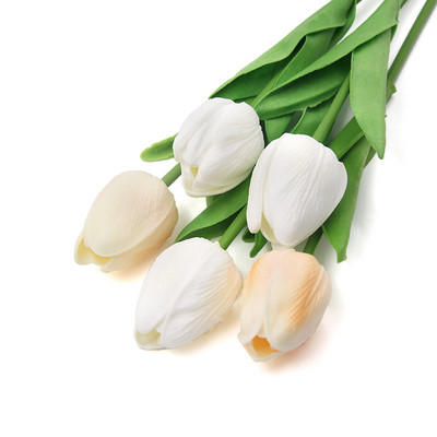 5 gab PU mākslīgo ziedu DIY tulpju vainags Īsta pieskāriena pušķis viltus ziedi pavasara ballīšu kāzu dekorēšanai mājas piederumi