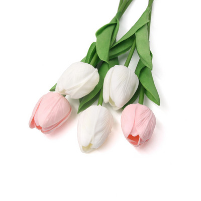 5 gab PU mākslīgo ziedu DIY tulpju vainags Īsta pieskāriena pušķis viltus ziedi pavasara ballīšu kāzu dekorēšanai mājas piederumi