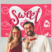 100*150 cm Valentīndienas saldās sirds foto fona rekvizīti Kāzu dzimšanas dienas ballītes fotogrāfija Fona reklāmkaroga dekorēšana