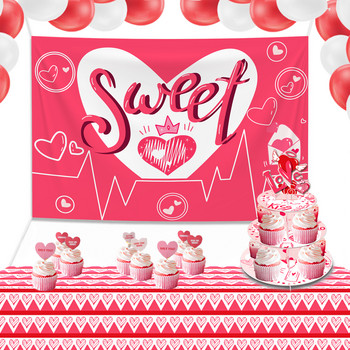 100*150cm για την Ημέρα του Αγίου Βαλεντίνου Sweet Heart Photo Background Props Φωτογραφικό πάρτι γενεθλίων γάμου Διακόσμηση banner με φόντο