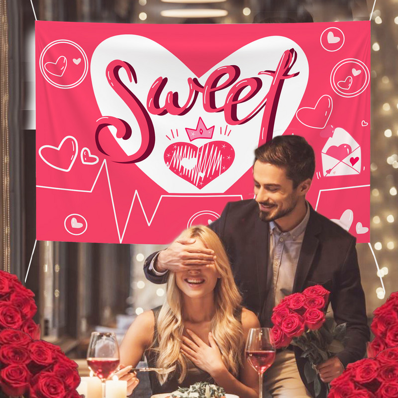 100*150 cm Valentīndienas saldās sirds foto fona rekvizīti Kāzu dzimšanas dienas ballītes fotogrāfija Fona reklāmkaroga dekorēšana