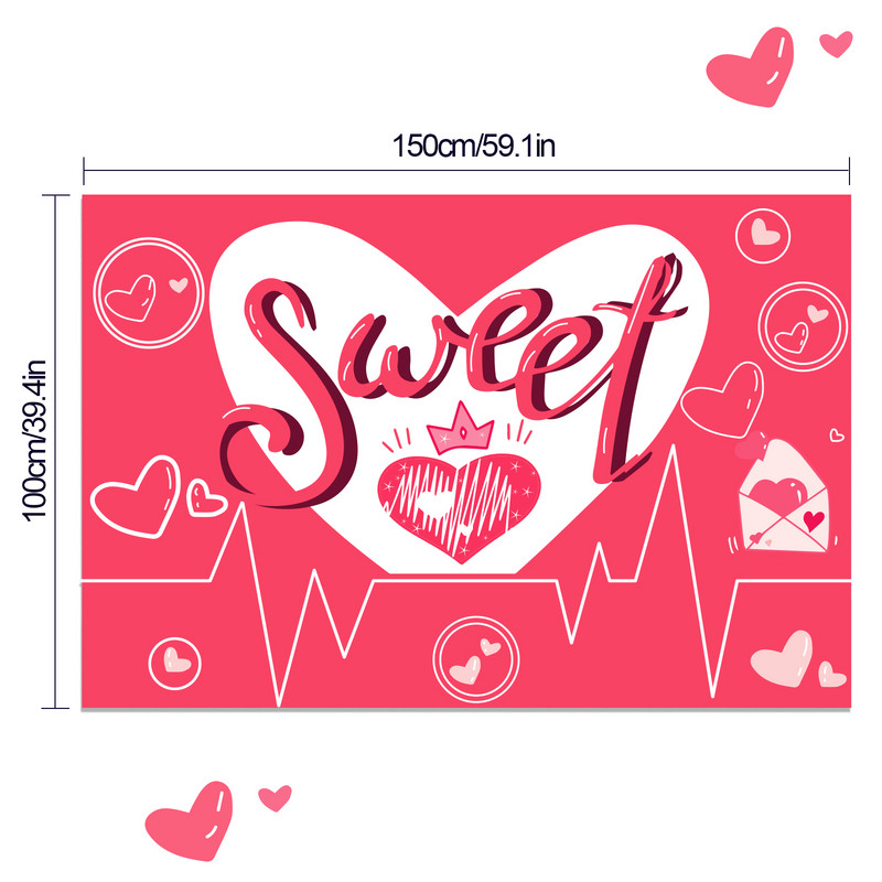 100*150 cm Valentīndienas saldās sirds foto fona rekvizīti Kāzu dzimšanas dienas ballītes fotogrāfija Fona reklāmkaroga dekorēšana