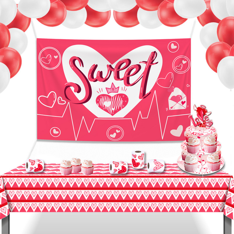 100*150 cm Valentīndienas saldās sirds foto fona rekvizīti Kāzu dzimšanas dienas ballītes fotogrāfija Fona reklāmkaroga dekorēšana