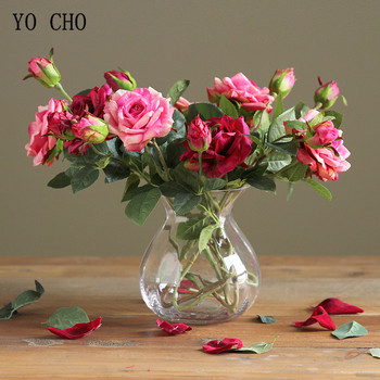 YO CHO Φτηνό Λατέξ Παιώνια Τεχνητά Λουλούδια Φύλλα Τριαντάφυλλα Μεταξωτό Λουλούδι Χριστουγεννιάτικο Σπίτι Diy Νυφική ανθοδέσμη Στολισμός Γάμου Τριαντάφυλλο