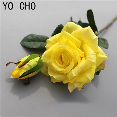 YO CHO Olcsó Latex Bazsarózsa Művirágok Levélrózsa Selyemvirág Karácsonyi Otthon Barkácsolás menyasszonyi csokor Esküvői dekoráció Rózsa