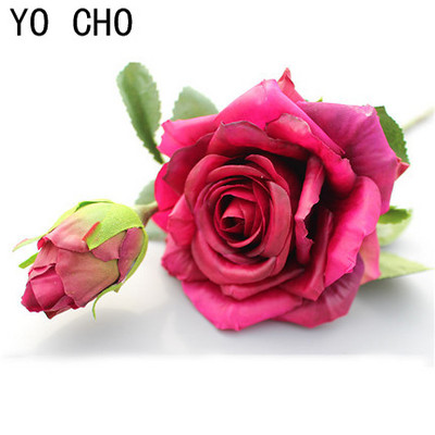 YO CHO Olcsó Latex Bazsarózsa Művirágok Levélrózsa Selyemvirág Karácsonyi Otthon Barkácsolás menyasszonyi csokor Esküvői dekoráció Rózsa