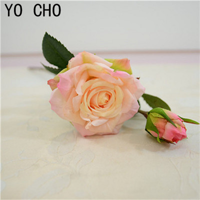 YO CHO Olcsó Latex Bazsarózsa Művirágok Levélrózsa Selyemvirág Karácsonyi Otthon Barkácsolás menyasszonyi csokor Esküvői dekoráció Rózsa