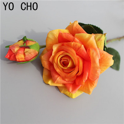 YO CHO Olcsó Latex Bazsarózsa Művirágok Levélrózsa Selyemvirág Karácsonyi Otthon Barkácsolás menyasszonyi csokor Esküvői dekoráció Rózsa