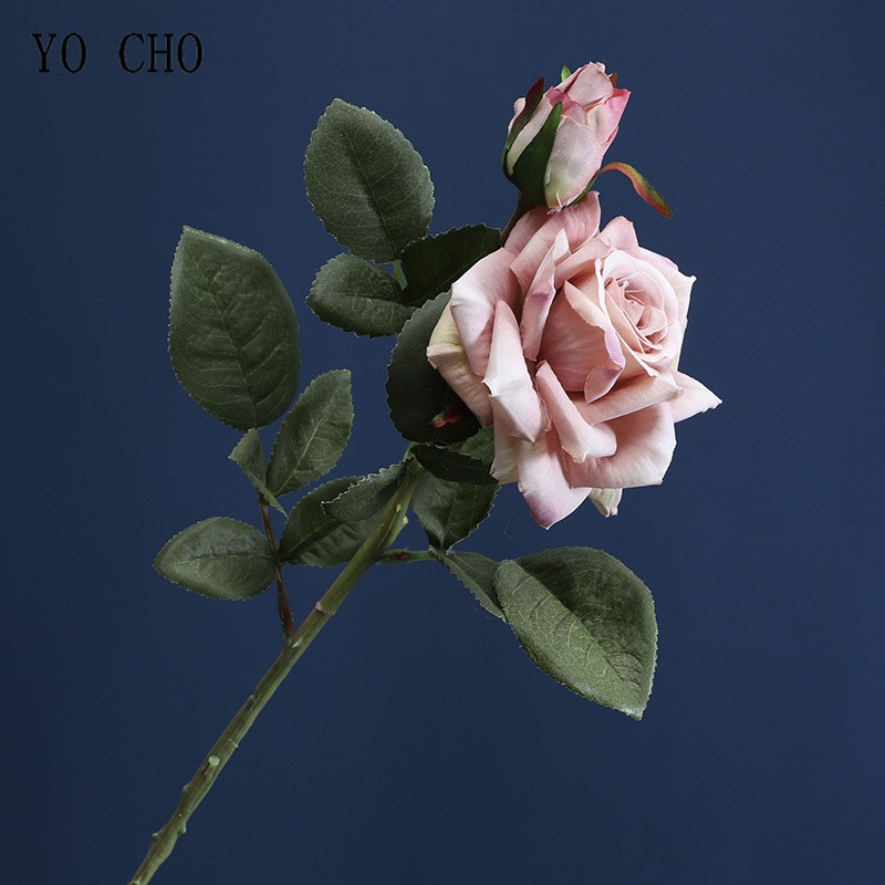 YO CHO Olcsó Latex Bazsarózsa Művirágok Levélrózsa Selyemvirág Karácsonyi Otthon Barkácsolás menyasszonyi csokor Esküvői dekoráció Rózsa