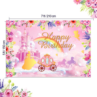 100*150 cm multfilmas princeses pils fotoattēls Fons Dzimšanas dienas ballītes noformējums Baby Shower Party Foto fona reklāmkaroga piederumi