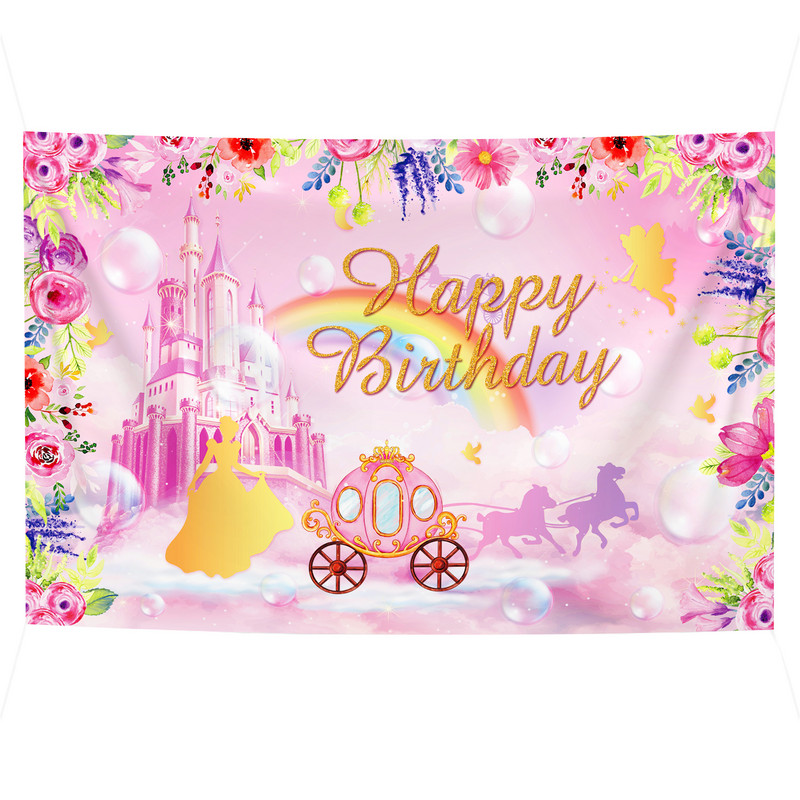 100*150 cm multfilmas princeses pils fotoattēls Fons Dzimšanas dienas ballītes noformējums Baby Shower Party Foto fona reklāmkaroga piederumi