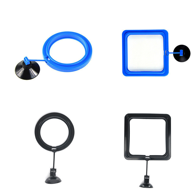 Akvārija barošanas gredzens zivju tvertņu stacija Peldošās pārtikas paplātes padeves kvadrātveida aplis aksesuārs zivju barības padeves sūkšanas kauss