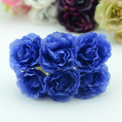 6gab. Jaunums Mini Retro Silk Mini Rose Mākslīgo ziedu galvu pušķis kāzu dekorēšanai DIY dāvanu amatniecības zieds