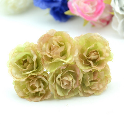 6gab. Jaunums Mini Retro Silk Mini Rose Mākslīgo ziedu galvu pušķis kāzu dekorēšanai DIY dāvanu amatniecības zieds