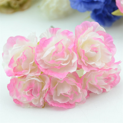 6gab. Jaunums Mini Retro Silk Mini Rose Mākslīgo ziedu galvu pušķis kāzu dekorēšanai DIY dāvanu amatniecības zieds