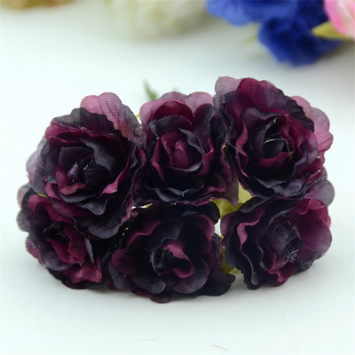 6gab. Jaunums Mini Retro Silk Mini Rose Mākslīgo ziedu galvu pušķis kāzu dekorēšanai DIY dāvanu amatniecības zieds