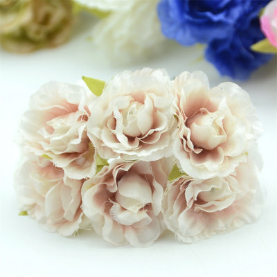 6gab. Jaunums Mini Retro Silk Mini Rose Mākslīgo ziedu galvu pušķis kāzu dekorēšanai DIY dāvanu amatniecības zieds