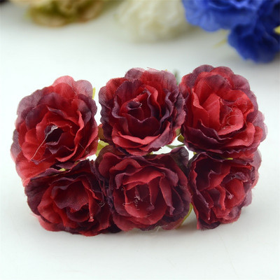 6gab. Jaunums Mini Retro Silk Mini Rose Mākslīgo ziedu galvu pušķis kāzu dekorēšanai DIY dāvanu amatniecības zieds