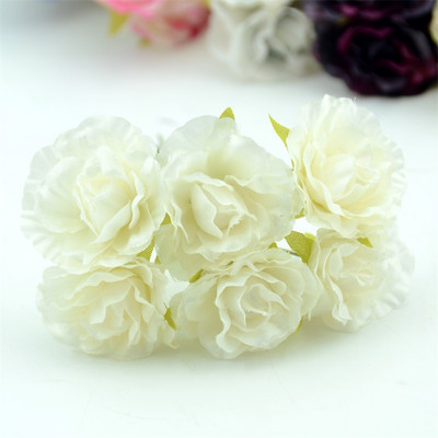 6gab. Jaunums Mini Retro Silk Mini Rose Mākslīgo ziedu galvu pušķis kāzu dekorēšanai DIY dāvanu amatniecības zieds