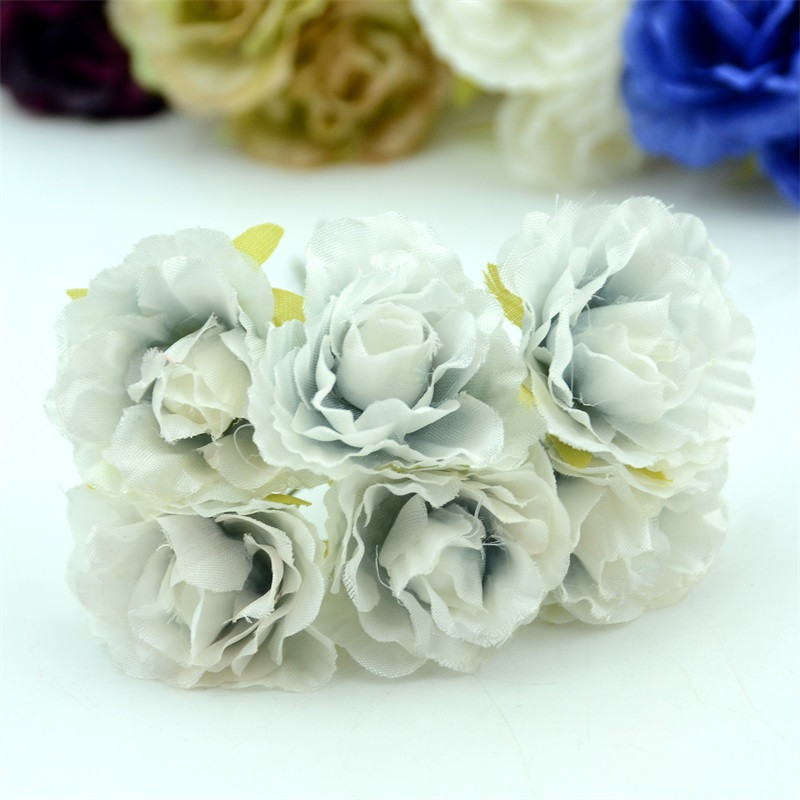 6gab. Jaunums Mini Retro Silk Mini Rose Mākslīgo ziedu galvu pušķis kāzu dekorēšanai DIY dāvanu amatniecības zieds