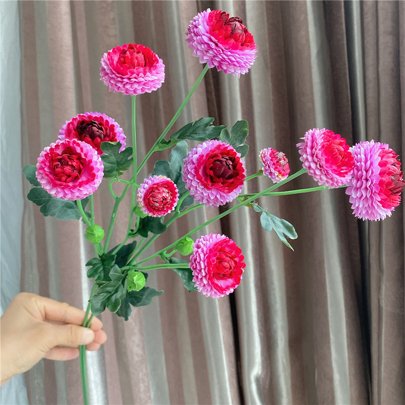 5 Fej/ág Gyönyörű tavaszi százszorszép virág Esküvői fotó stúdió fotózás kellékek nappali dekoráció flores mesterséges