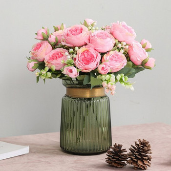 Ροζ Silk Peony Τεχνητά Λουλούδια Τριαντάφυλλο Γάμου Διακόσμηση DIY Υψηλής ποιότητας Αξεσουάρ από αφρό μεγάλη ανθοδέσμη Χειροτεχνία Λευκό ψεύτικο λουλούδι