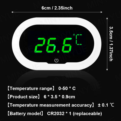 Akvārija pašlīmējošais termometrs LCD digitālais zivju tvertnes mini termometrs liela ekrāna monitors terārija temperatūras mērītājs 0-60 ℃