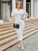 GIBSIE lielizmēra sieviešu eleganta, balta bodycon kleitas ar atlokiem, vasaras kleitas ar īsām piedurknēm, sieviešu ikdienas gara kleita, 2023