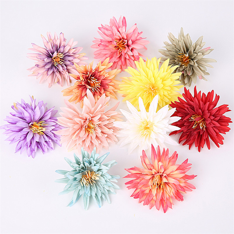 10/20 gab. Mākslīgā zīda krizantēmas ziedu galviņas Viltus ziedi matu aksesuāriem Pušķu veidošana Kāzu ballīšu rotājumi